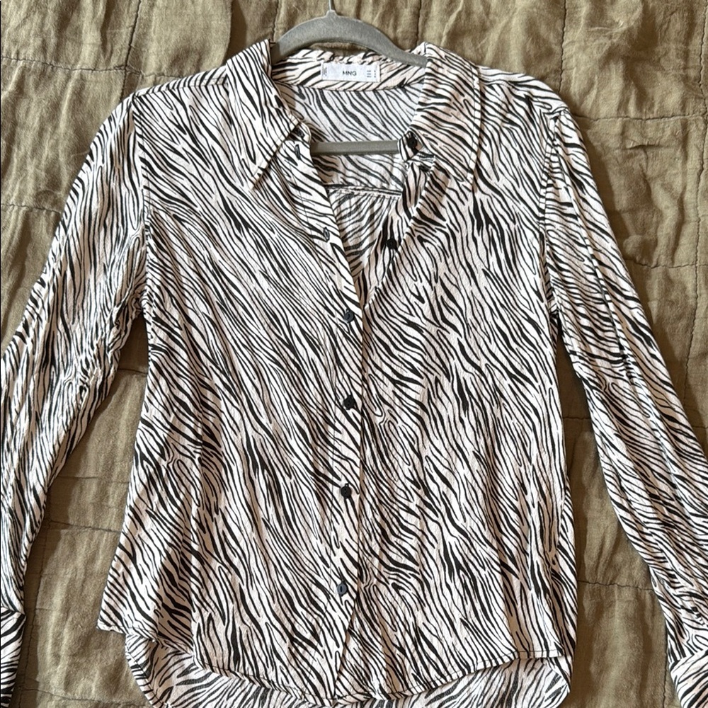 Mango Zebra Button-Down Shirt